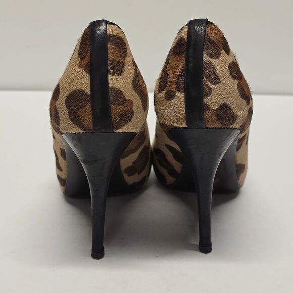 Stuart Weitzman Leopard Peep Toe Pumps Heels Cal Hair Leather 7.5 - Picture 7 of 8